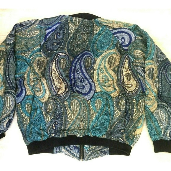NWOT GOOUCH Bomber Jacket Mens Pop Art 90' Paisley - Picture 3 of 6